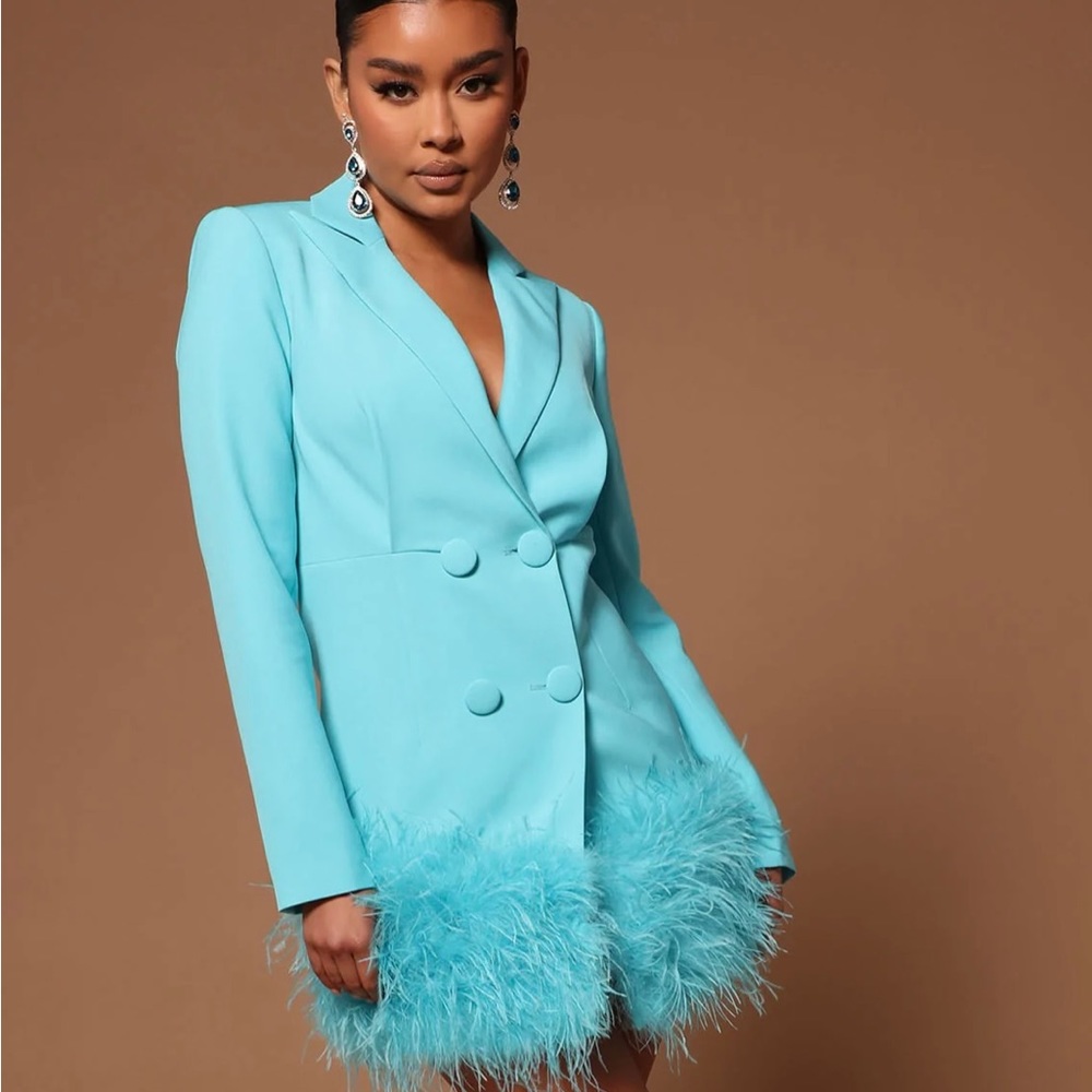 Nova Lux Feathered Blazer Dress - M (With Tags)